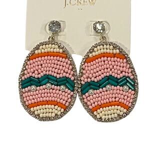 NWT J. Crew Colorful Beaded Easter Egg Statement Earrings